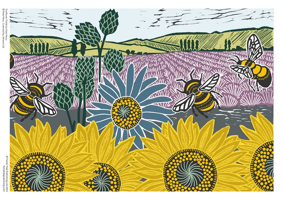 Adult Sustainable Jigsaw Puzzle - Sunflower Fields by Kate Heiss - Perrymans Books & Gifts