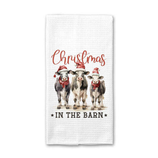 Barn Cows Christmas Kitchen Towel - Perrymans Books & Gifts