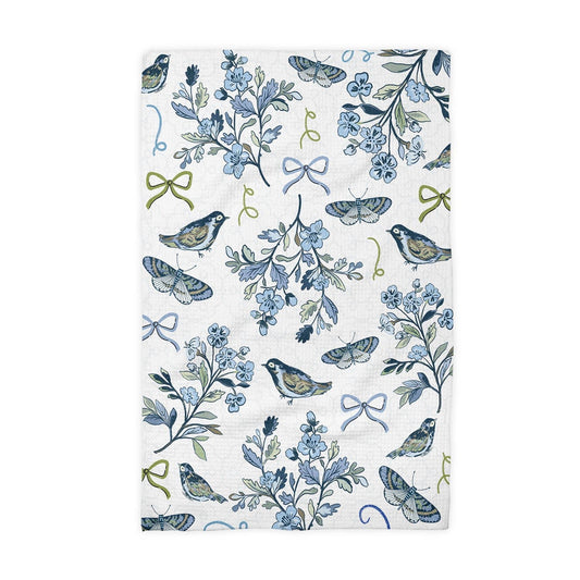 Blue and White Bird Chinoiserie Floral Kitchen Towel - Perrymans Books & Gifts