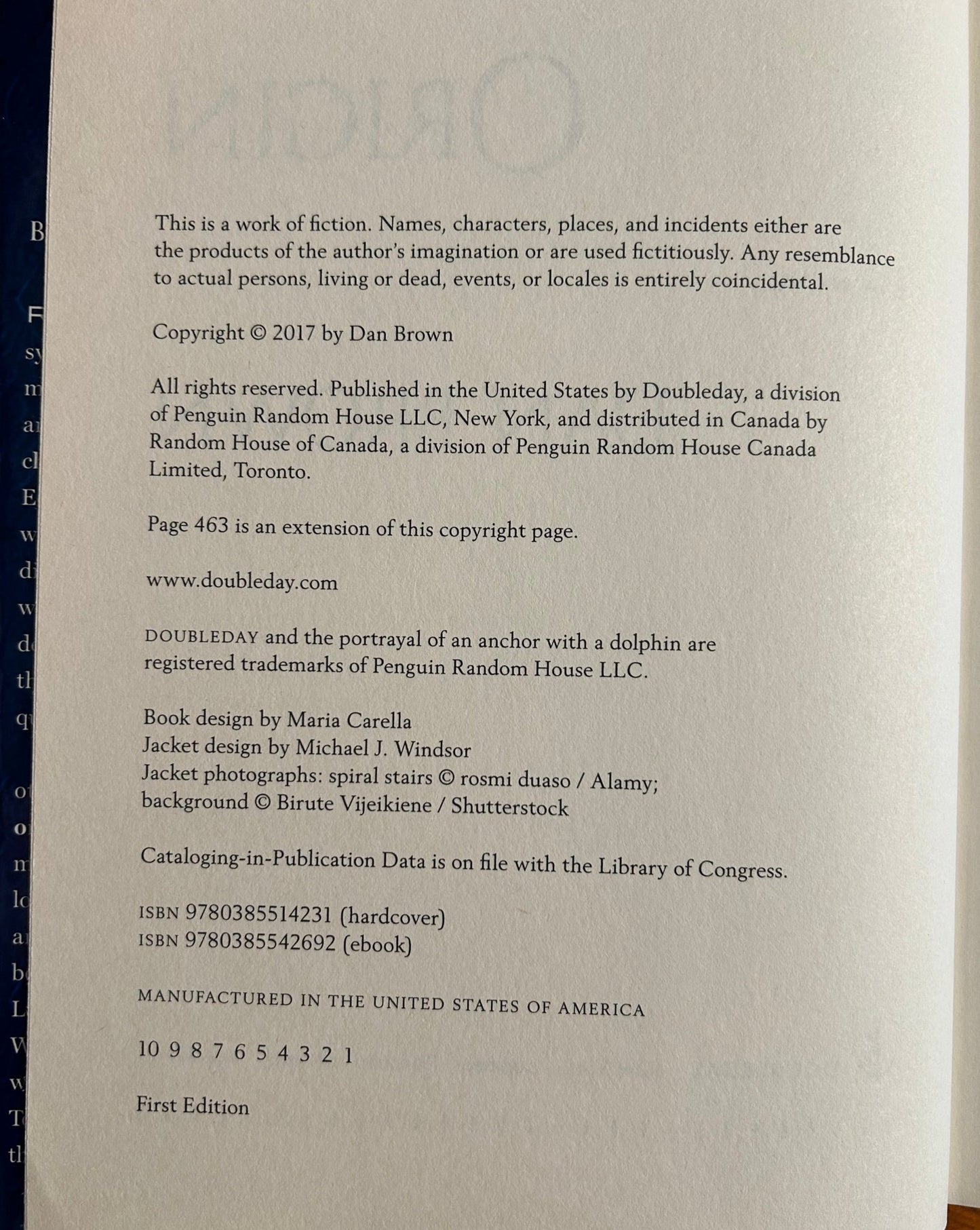 Dan Brown - Origin - First Edition - Perrymans Books & Gifts