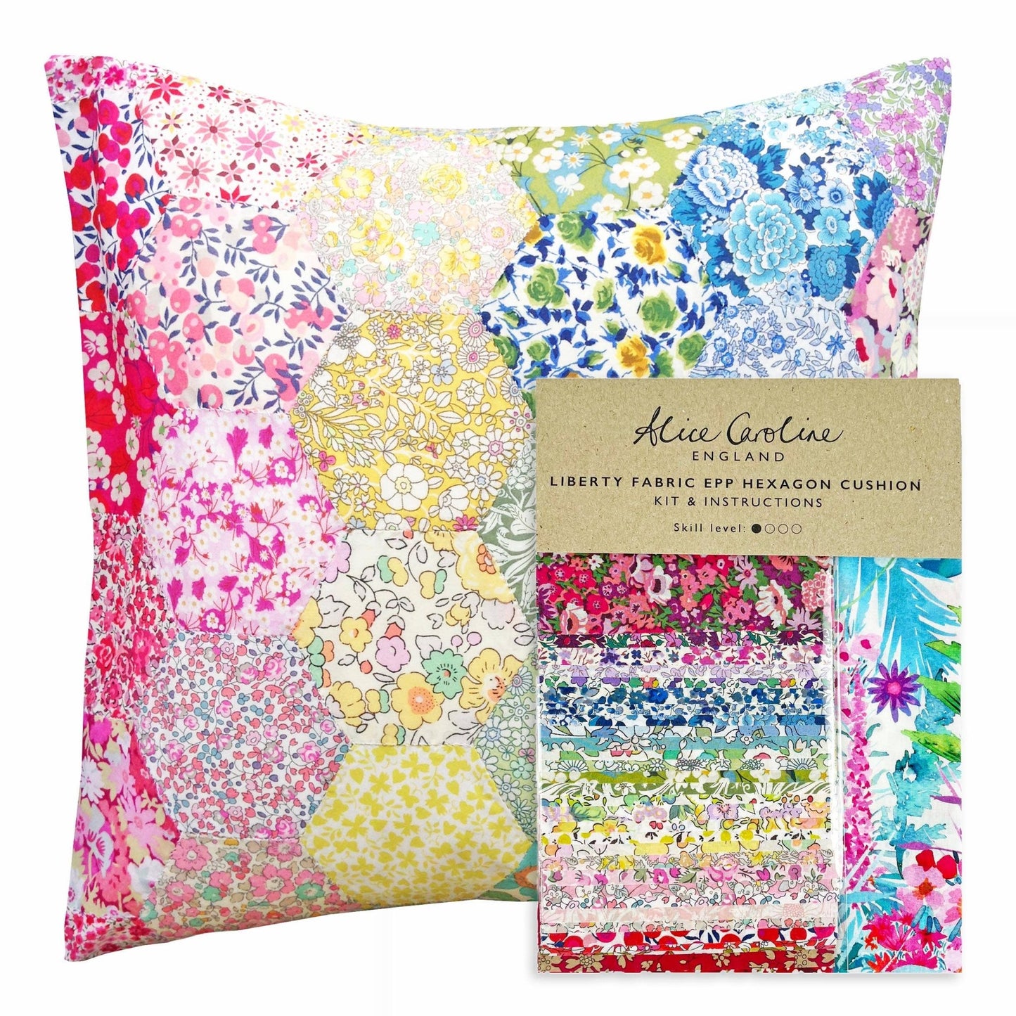 Liberty Tana Lawn® Fabric Rainbow EPP Hexagon Pillow Kit - Perrymans Books & Gifts