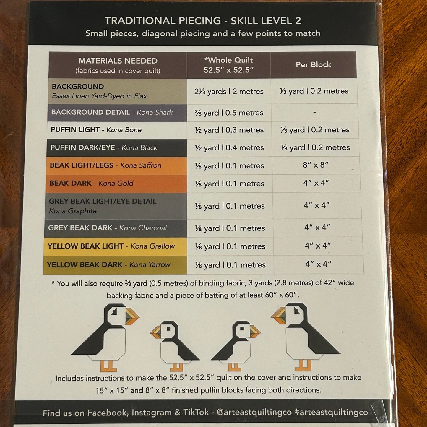 Quilt Pattern - Puffin Star by Art East Quilting Co - Perrymans Books & Gifts