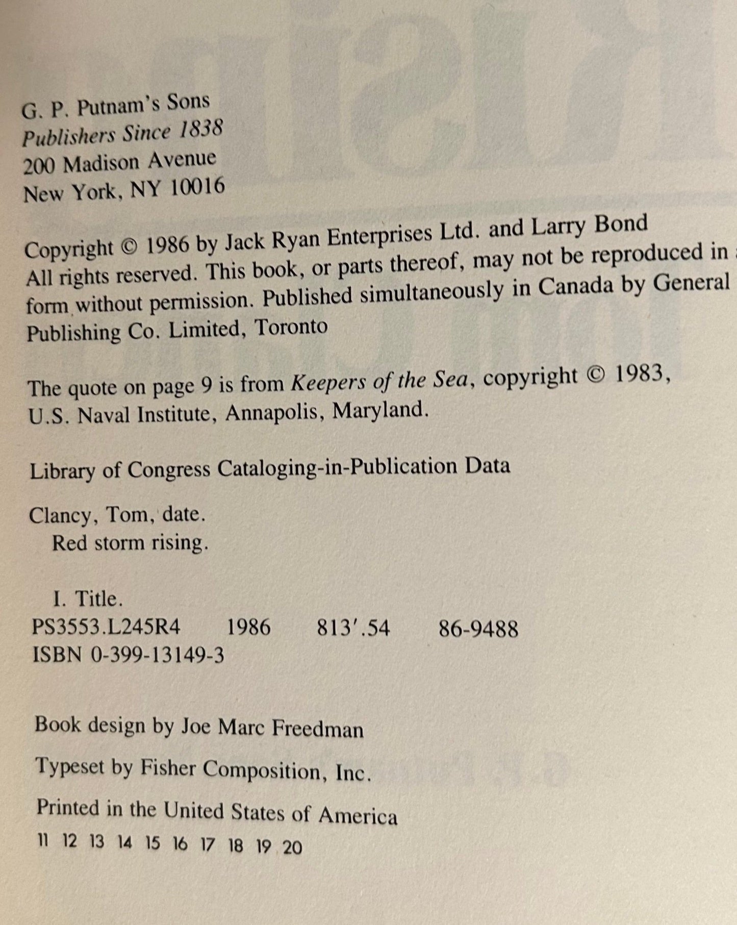 Tom Clancy - Red Storm Rising - First Edition - Perrymans Books & Gifts