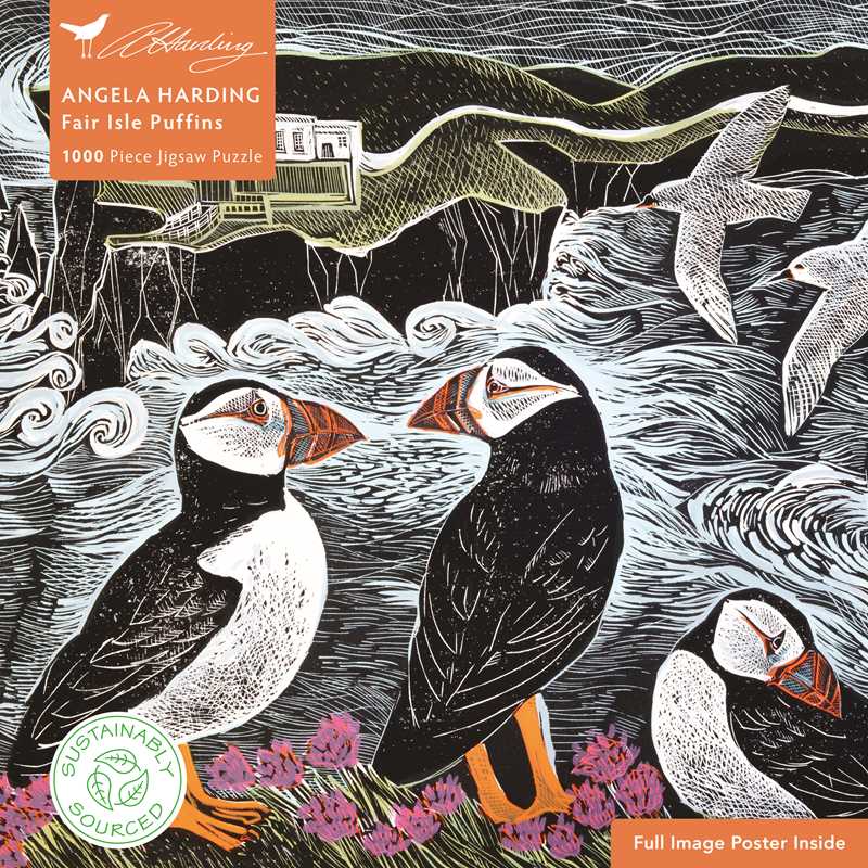 1000 Piece Puzzle - Fair Isle Puffins by Angela Harding - Perrymans Books & Gifts