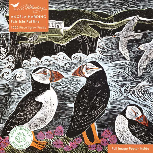 1000 Piece Puzzle - Fair Isle Puffins by Angela Harding - Perrymans Books & Gifts