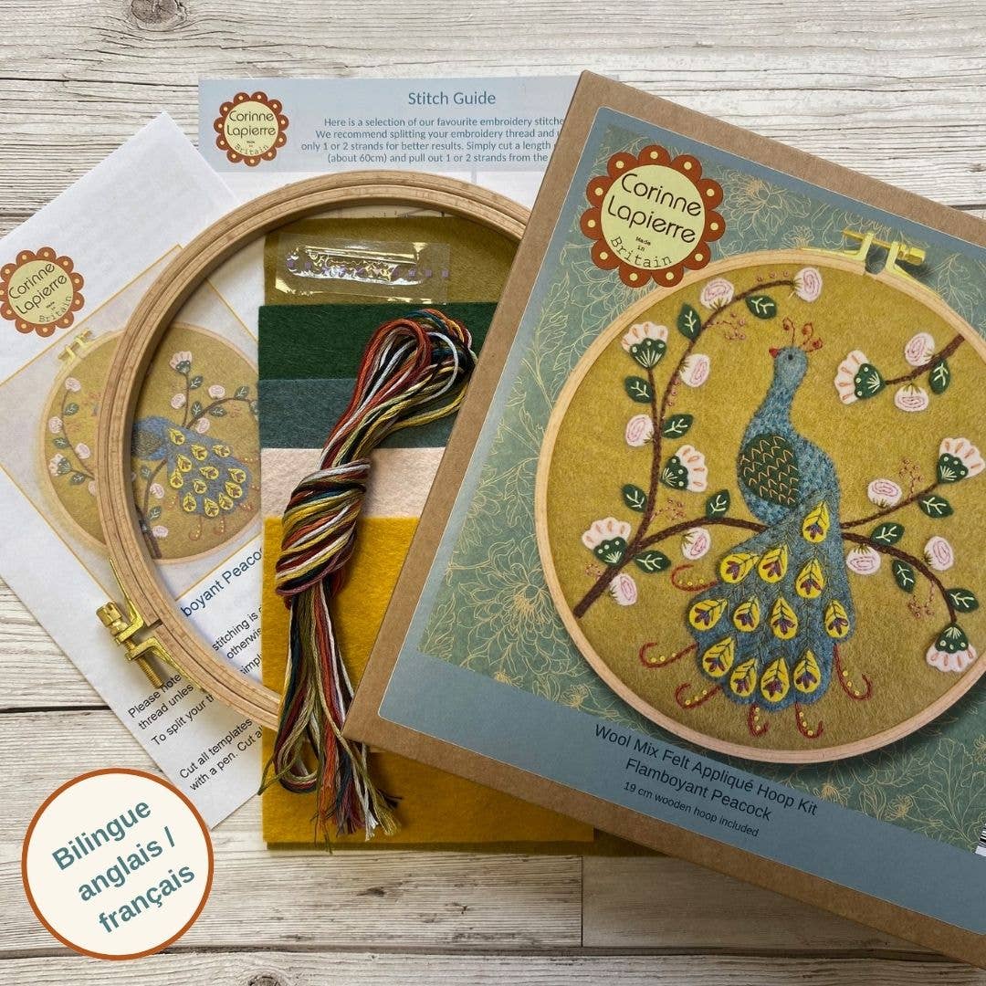 Appliqué Hoop Craft Kit - Flamboyant Peacock - Perrymans Books & Gifts