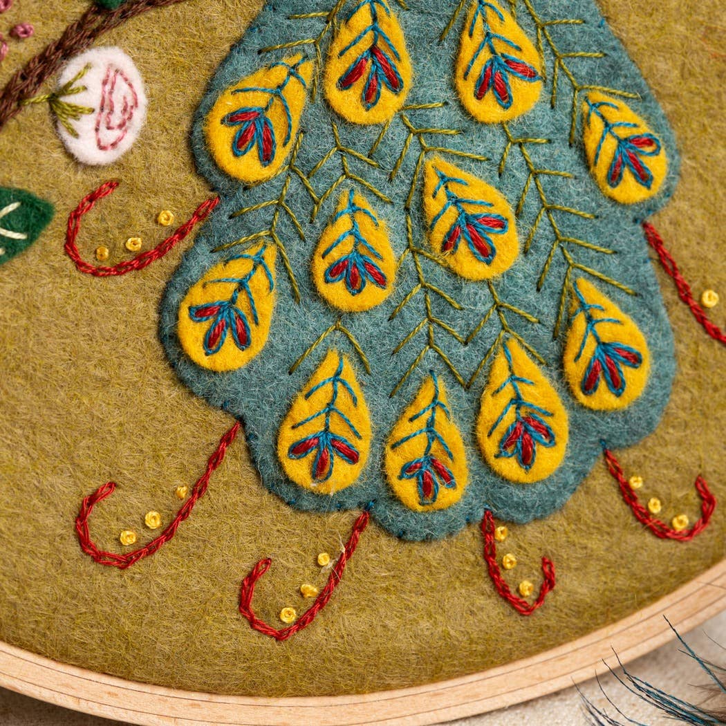 Appliqué Hoop Craft Kit - Flamboyant Peacock - Perrymans Books & Gifts