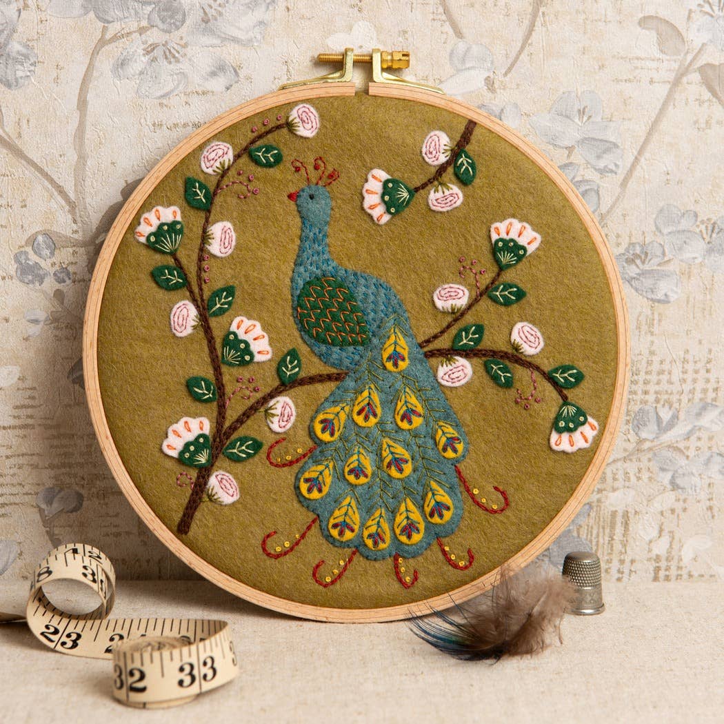 Appliqué Hoop Craft Kit - Flamboyant Peacock - Perrymans Books & Gifts