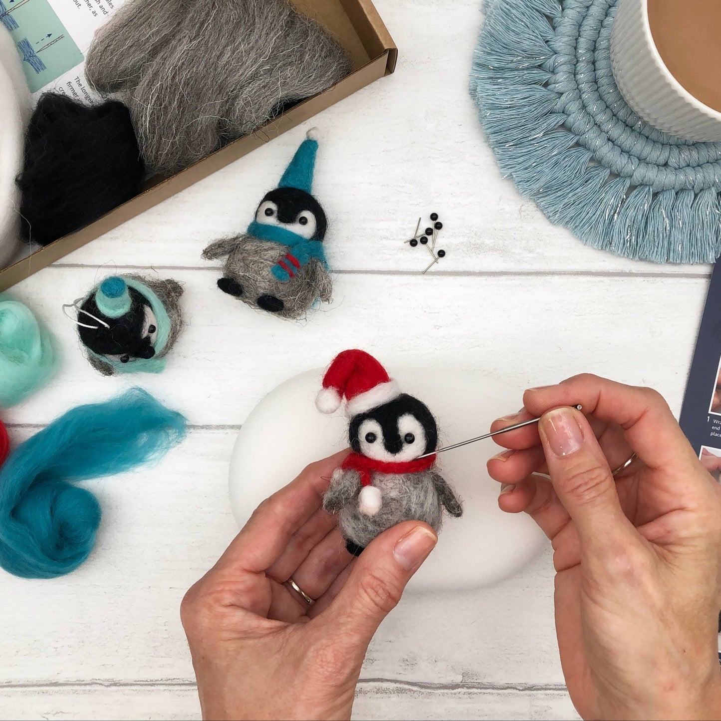 Bergin & Bath - Needle felting kit - Baby Penguins. Make THREE penguins. - Perrymans Books & Gifts