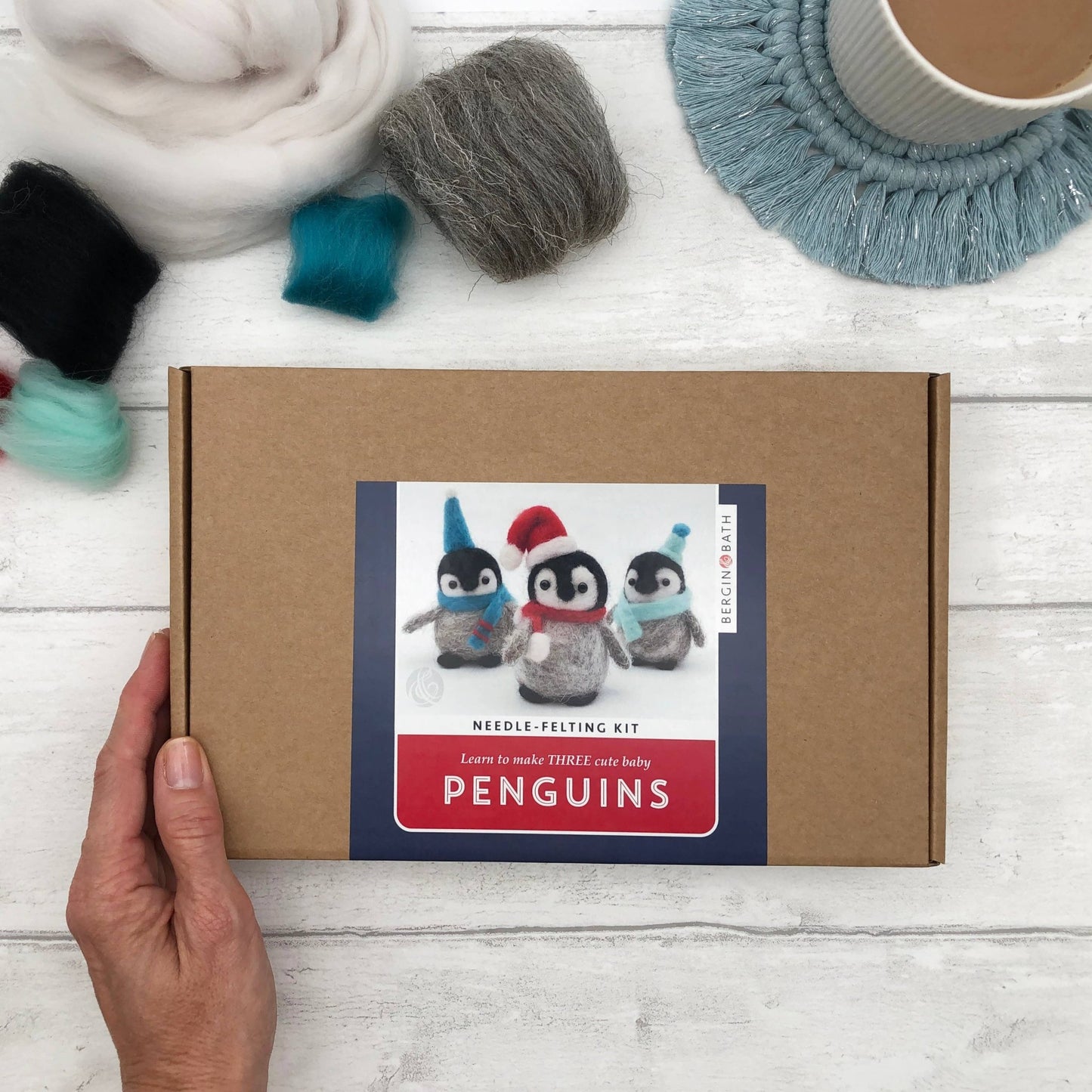 Bergin & Bath - Needle felting kit - Baby Penguins. Make THREE penguins. - Perrymans Books & Gifts