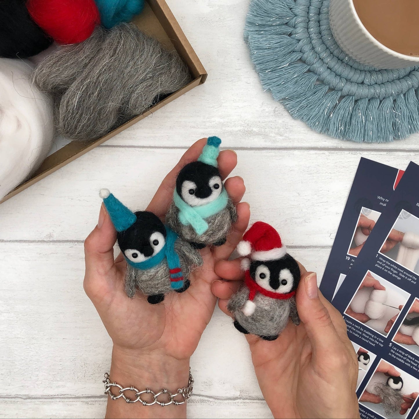 Bergin & Bath - Needle felting kit - Baby Penguins. Make THREE penguins. - Perrymans Books & Gifts