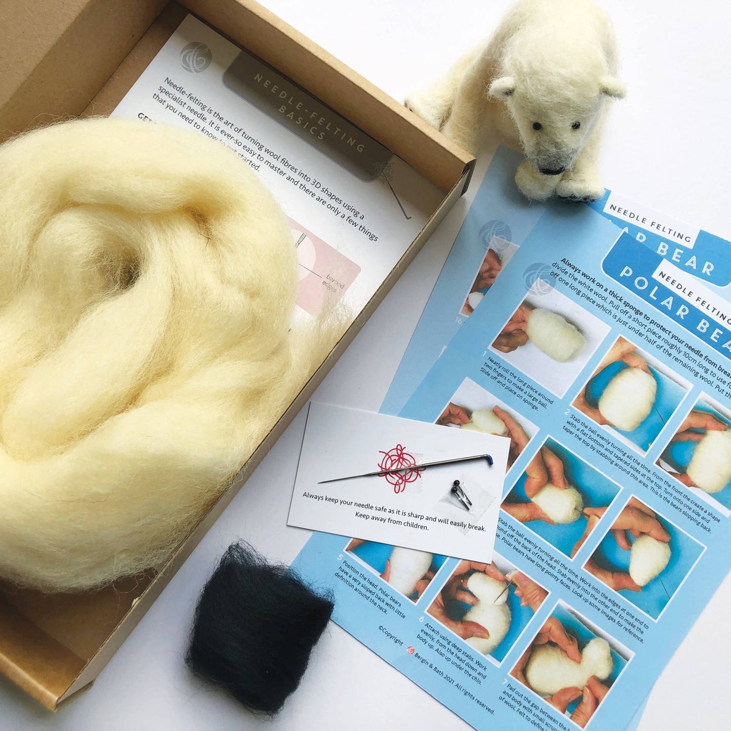 Bergin & Bath - Needle Felting Kit - Polar Bear - make your own polar bear. - Perrymans Books & Gifts