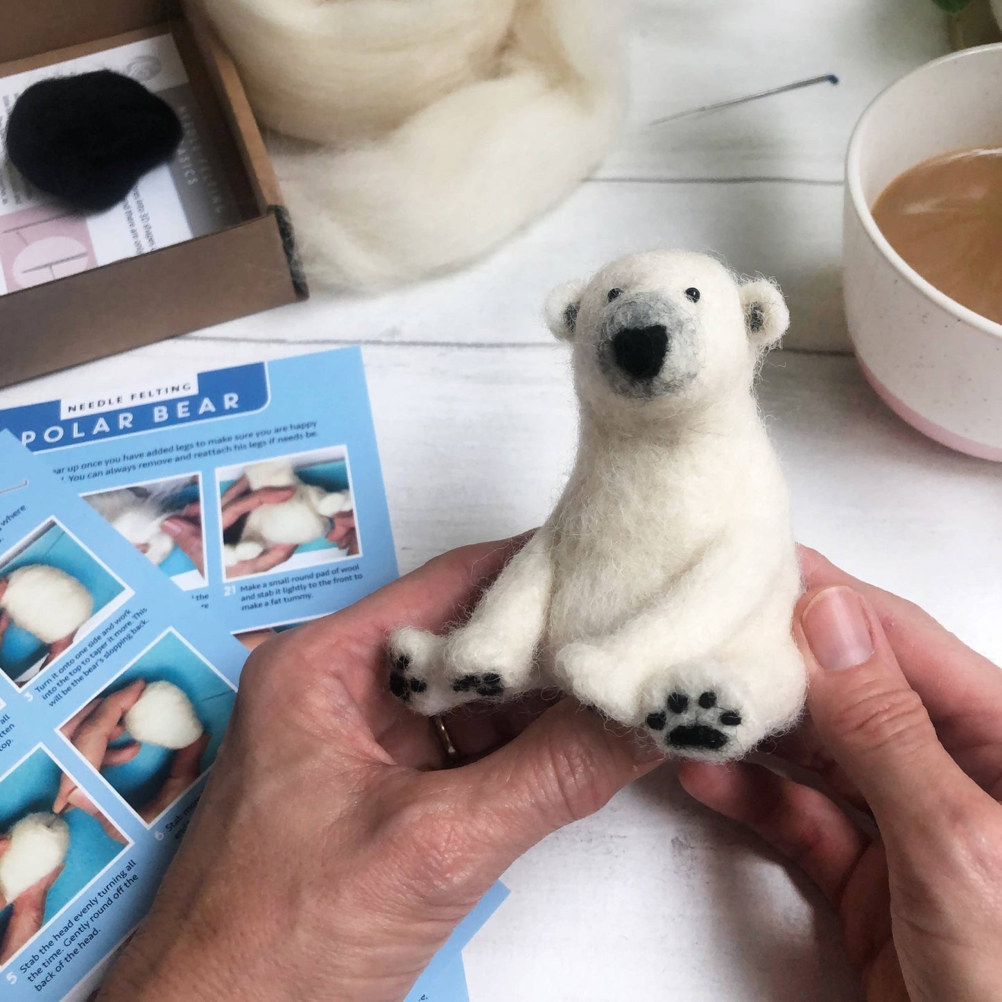 Bergin & Bath - Needle Felting Kit - Polar Bear - make your own polar bear. - Perrymans Books & Gifts