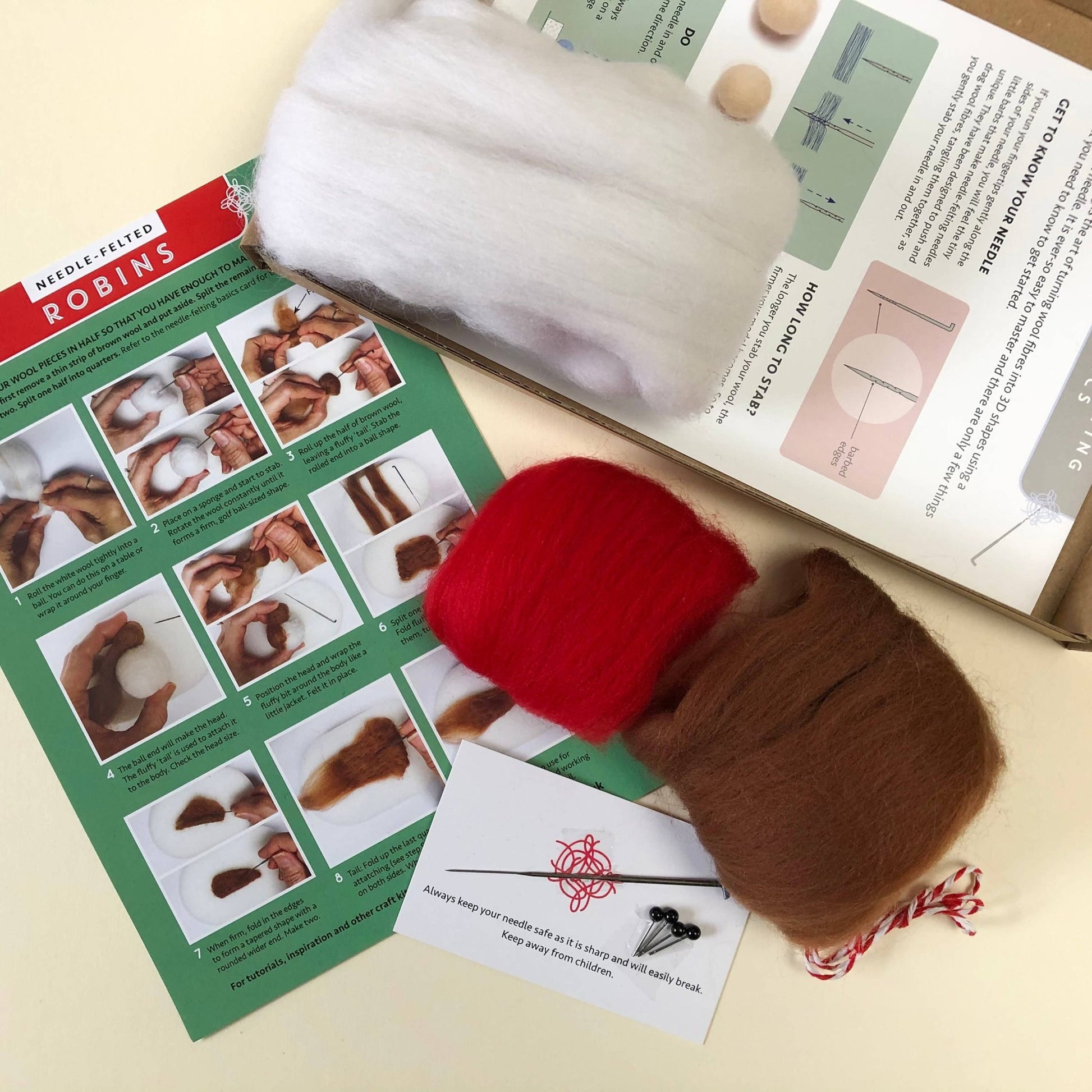 Bergin & Bath - Needle Felting Kit - Robins. Christmas craft kit for adults. - Perrymans Books & Gifts