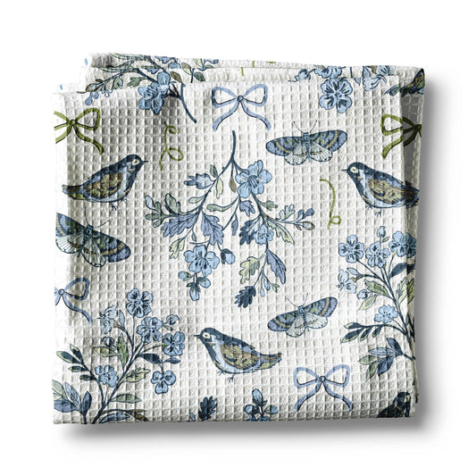 Blue and White Bird Chinoiserie Floral Kitchen Towel - Perrymans Books & Gifts