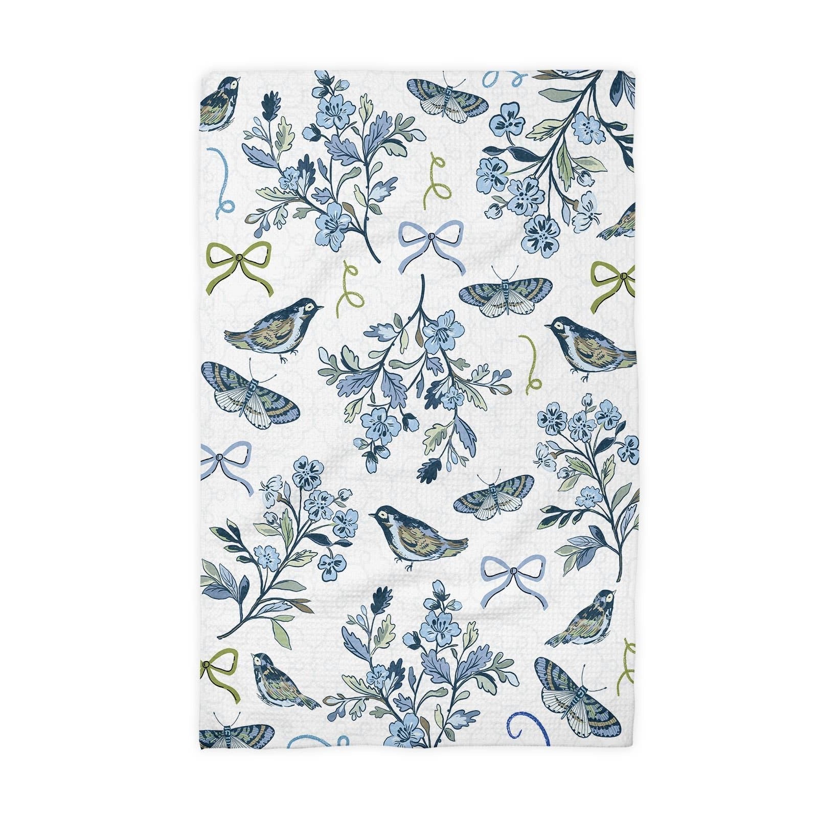 Blue and White Bird Chinoiserie Floral Kitchen Towel - Perrymans Books & Gifts