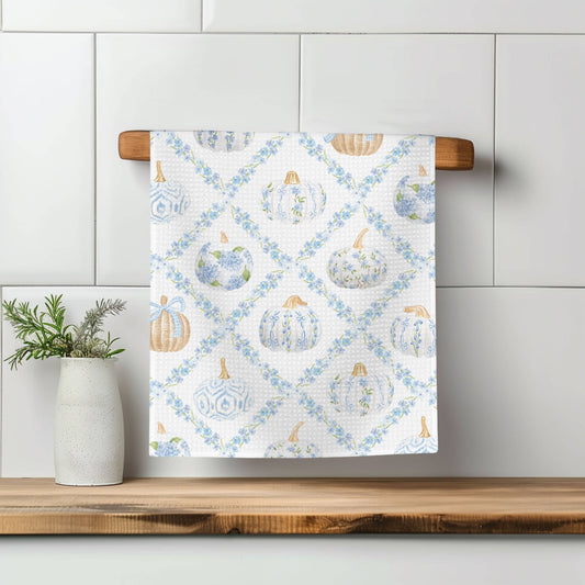 Blue Pumpkin Chinoiserie Fall Coastal Kitchen Towel - Perrymans Books & Gifts