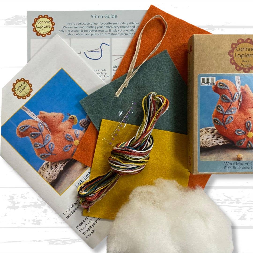 Felt Craft Mini Kit - Folk Squirrel - Perrymans Books & Gifts