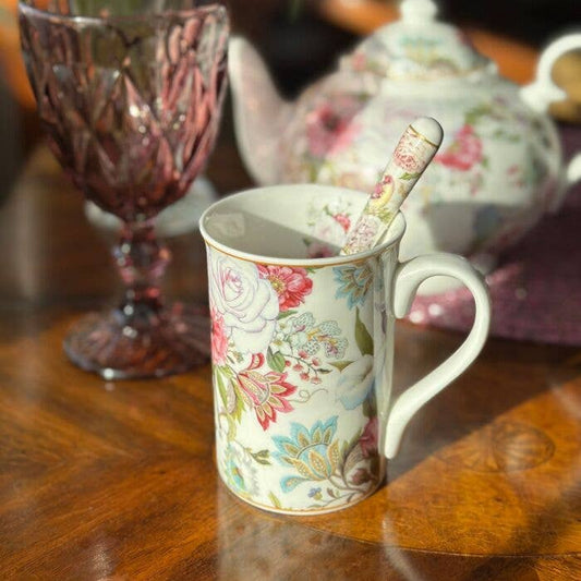 Floral Garden Bone China Tea/Coffee Mug in Gift Box - Perrymans Books & Gifts