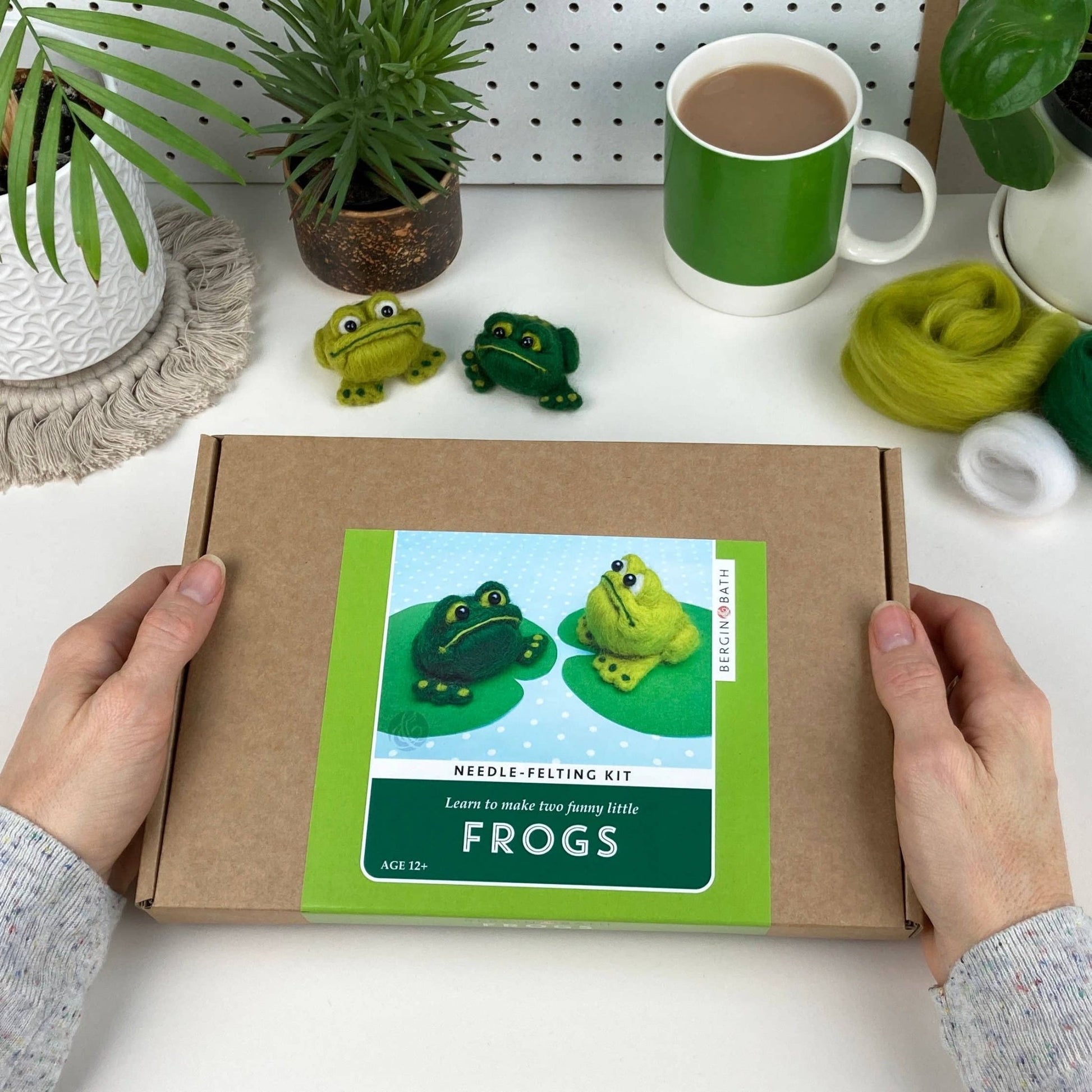 Frogs Needle Felting Kit - Learn to make two funny frogs - Perrymans Books & Gifts