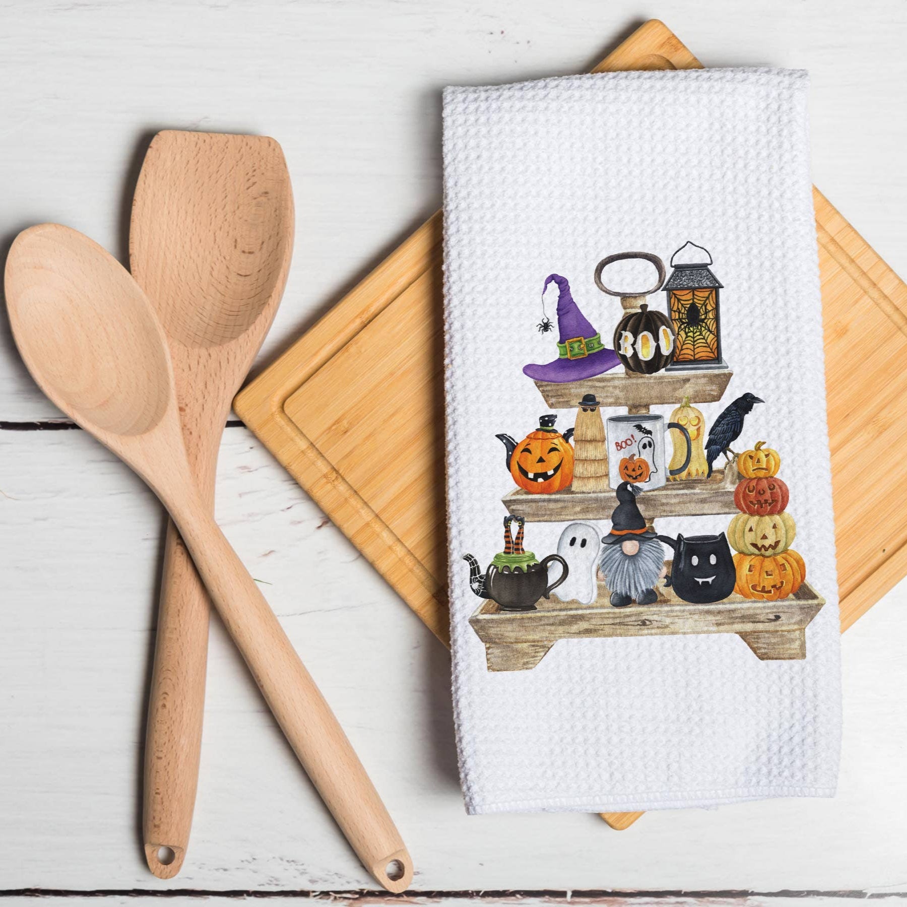 Halloween Gnome Tiered Tray Kitchen Towel - Perrymans Books & Gifts