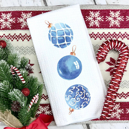Holiday Ornament in Blue Kitchen Towel - Perrymans Books & Gifts