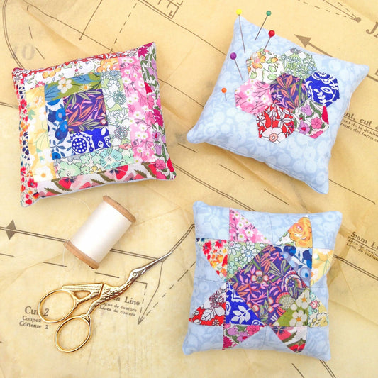 Liberty Tana Lawn® Fabric Three Patchwork Pin Cushion Kit - Perrymans Books & Gifts