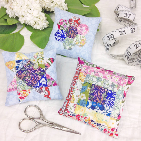 Liberty Tana Lawn® Fabric Three Patchwork Pin Cushion Kit - Perrymans Books & Gifts