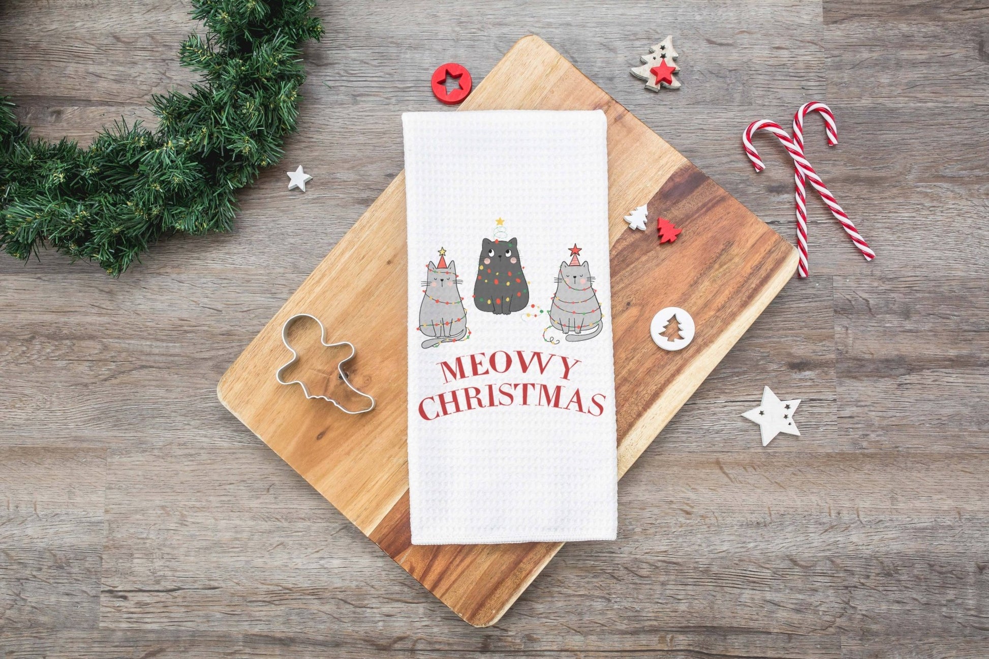 Meowy Christmas Kitchen Towel - Perrymans Books & Gifts