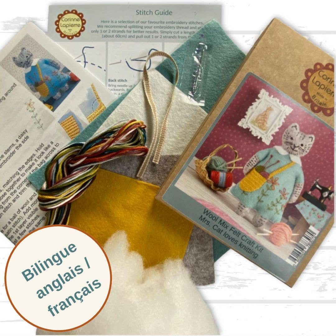 Mrs. Cat Loves Knitting Felt Craft Mini Kit - Corinne Lapierre Limited - Perrymans Books & Gifts