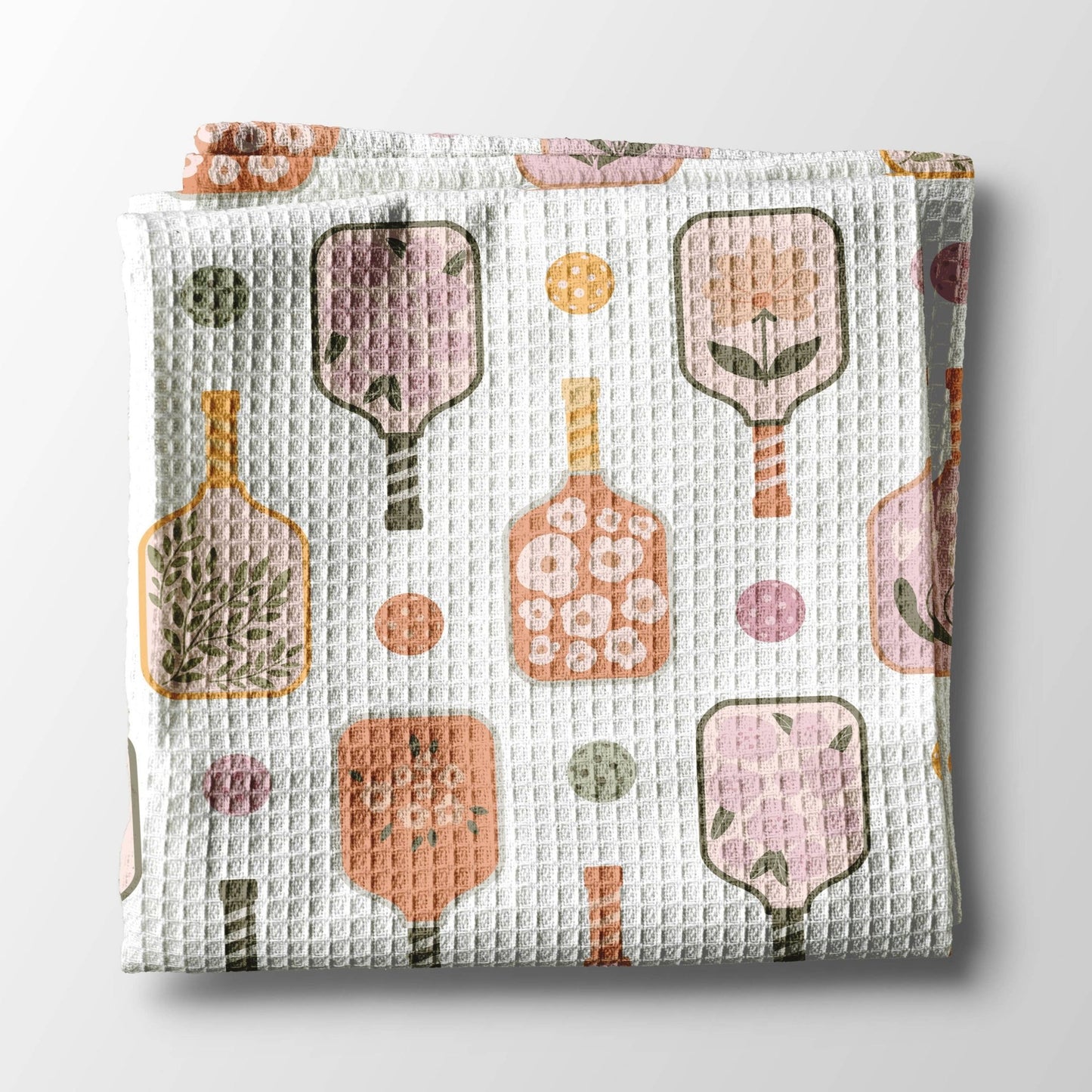 Pickleball Floral in Pink Kitchen Towel - Perrymans Books & Gifts