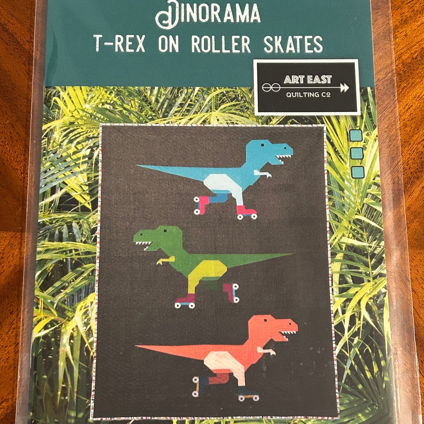 Quilt Pattern - Dinorama - T - Rex on Roller Skates by Art East Quilting Co - Perrymans Books & Gifts