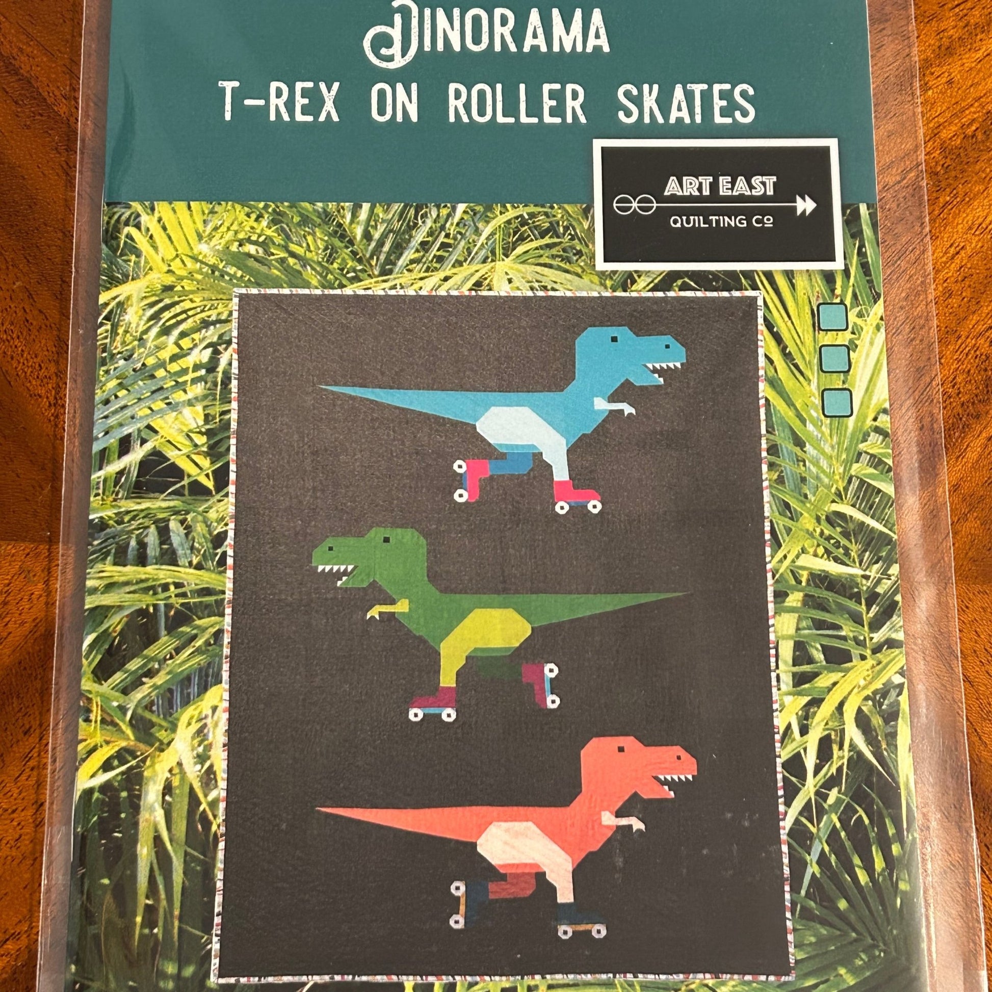 Quilt Pattern - Dinorama - T - Rex on Roller Skates by Art East Quilting Co - Perrymans Books & Gifts