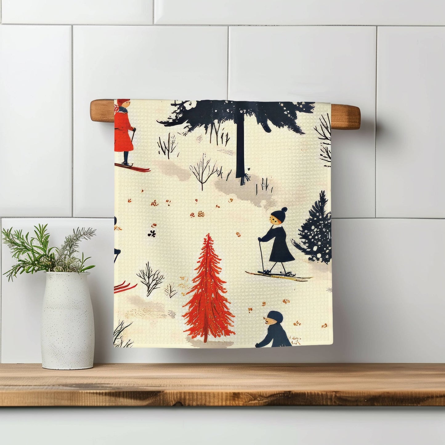 Scandinavian Inspired Skiing Winter Kitchen Towel - Perrymans Books & Gifts