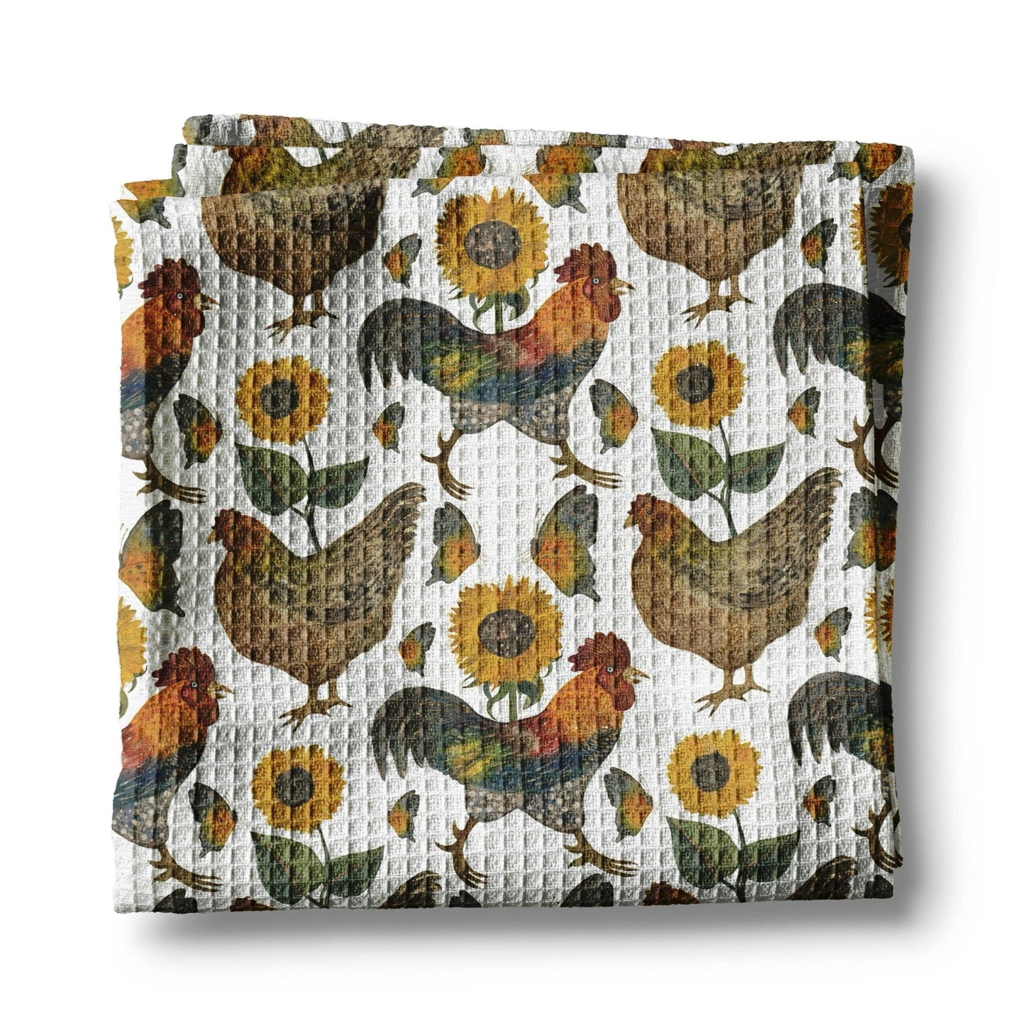 Sunflowers and Chickens Kitchen Towel - Perrymans Books & Gifts
