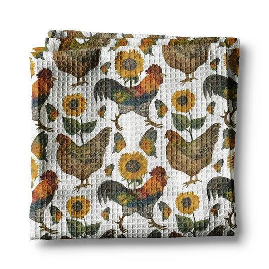 Sunflowers and Chickens Kitchen Towel - Perrymans Books & Gifts