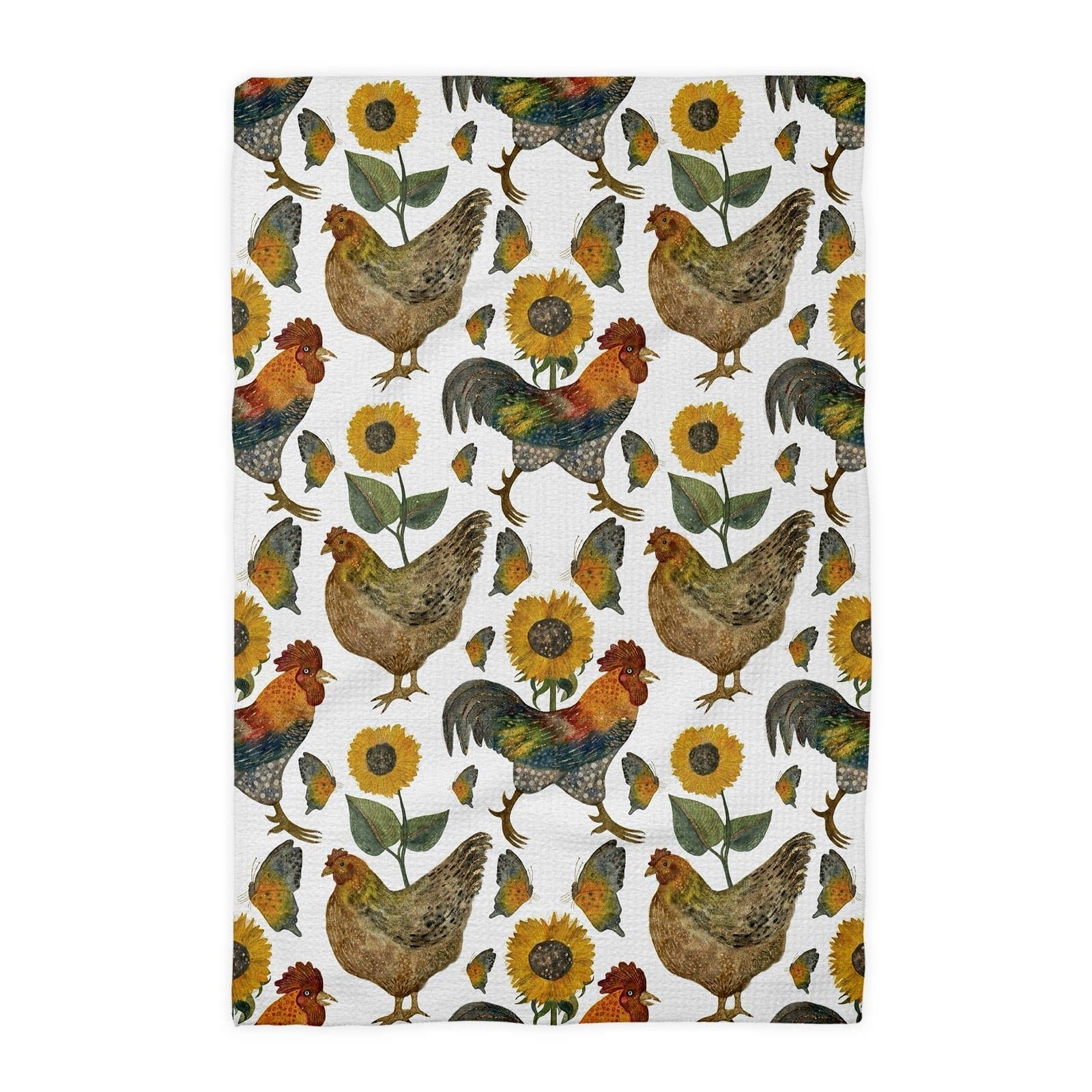 Sunflowers and Chickens Kitchen Towel - Perrymans Books & Gifts