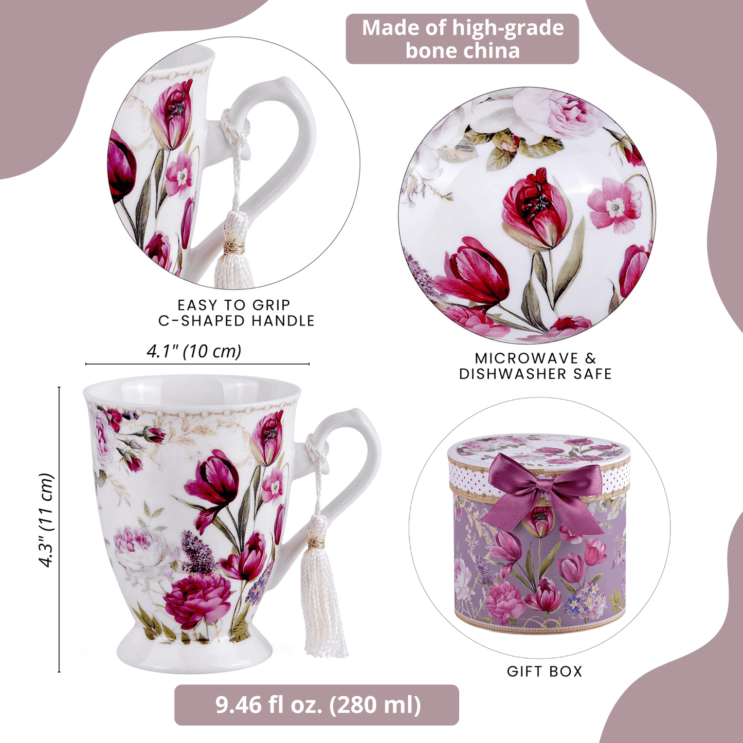 Tulip Tea/Coffee Tall Mug in Gift Box - Perrymans Books & Gifts