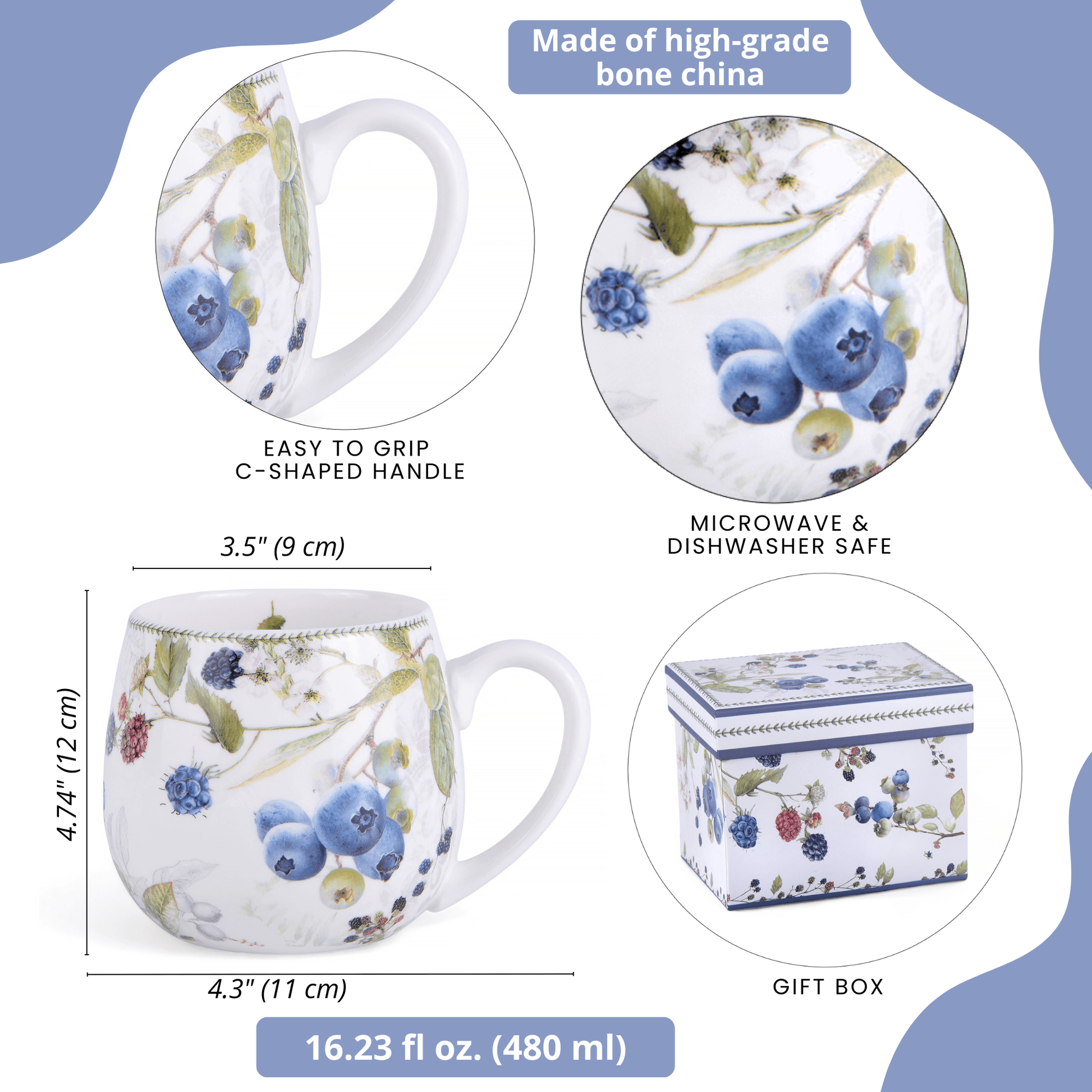 Wild Berries Big Belly Mug in Gift Box - Perrymans Books & Gifts