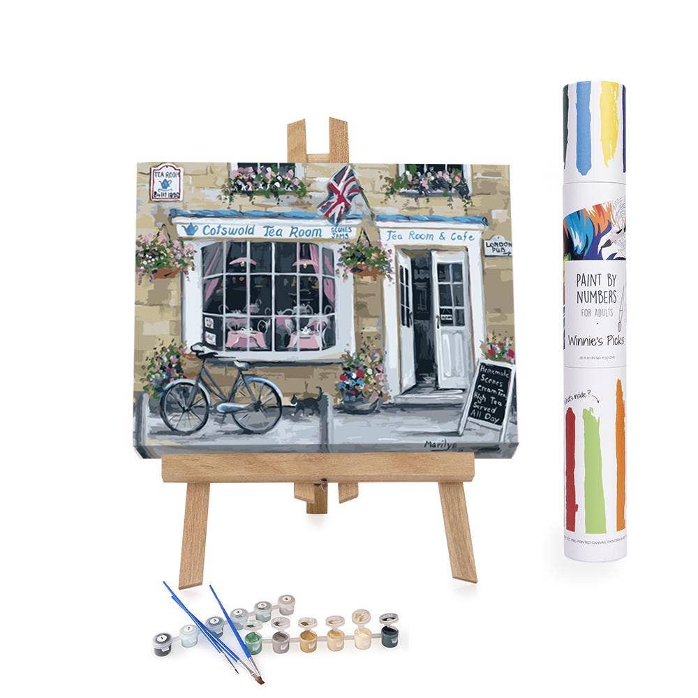 Winnie's Picks - Paint - by - Numbers of a Cozy Cotswold Tea Room 2024 - Perrymans Books & Gifts